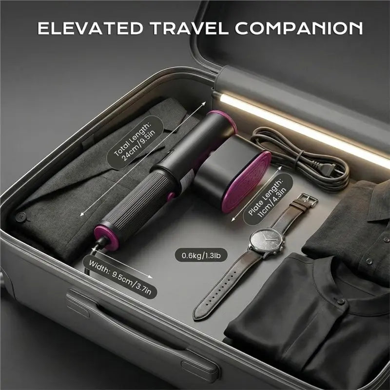 A50Q-Large Heat Panel Travel Steamer for Clothes, 1200W Portable Steamer& Iron 2 in 1, 90° Rotatable Head with Eu Plug